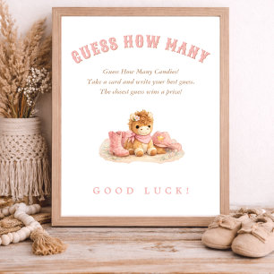 Cowgirl Baby Shower Spel Raad Hoeveel Poster