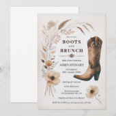 Cowgirl Baby shower Uitnodiging Laarzen & Brunch (Voorkant / Achterkant)