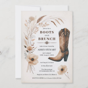 Cowgirl Baby shower Uitnodiging Laarzen & Brunch