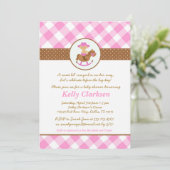 Cowgirl Baby shower Uitnodiging roze meisje Wester (Staand voorkant)