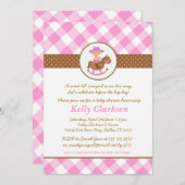 Cowgirl Baby shower Uitnodiging roze meisje Wester (Voorkant / Achterkant)