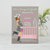 Cowgirl Baby Shower-uitnodigingen - Brunette Weste Kaart (Staand voorkant)