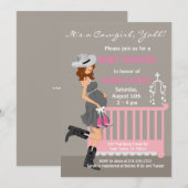 Cowgirl Baby Shower-uitnodigingen - Brunette Weste Kaart (Voorkant / Achterkant)