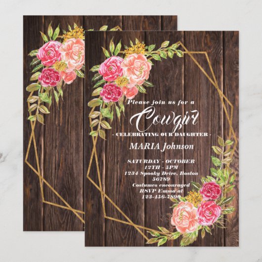 Cowgirl Baby Shower-uitnodigingen Kaart (Voorkant / Achterkant)