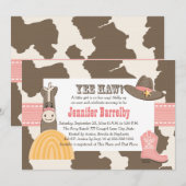 Cowgirl Baby Shower-uitnodigingen Kaart (Voorkant / Achterkant)