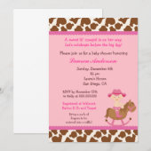 Cowgirl Baby Shower-uitnodigingen Kaart (Voorkant / Achterkant)