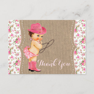 Cowgirl babyshower bedankkaart