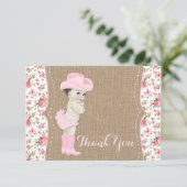 Cowgirl babyshower bedankkaart (Staand voorkant)
