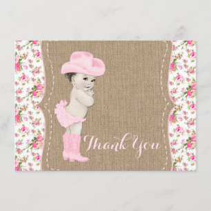 Cowgirl babyshower bedankkaart