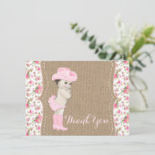 Cowgirl babyshower bedankkaart (Staand voorkant)