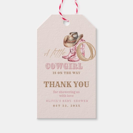 Cowgirl-babyshower-cadeaubijslags cadeaulabel (Voorkant)