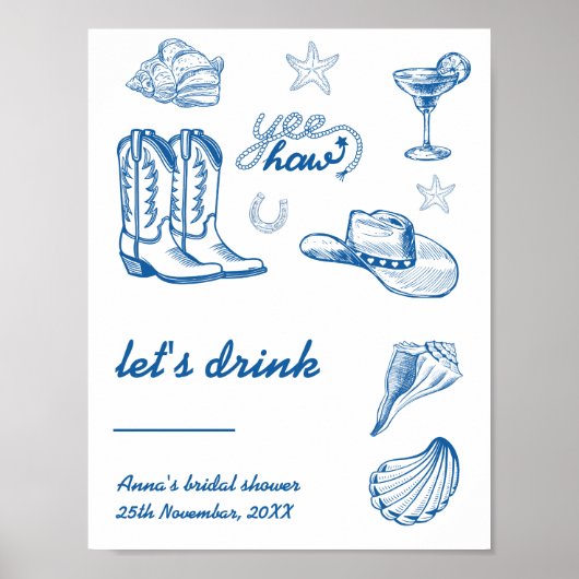Cowgirl Bachelorette Bar Teken Poster (Voorkant)