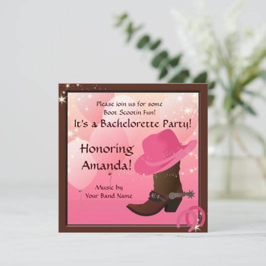 Cowgirl Bachelorette Party - Aangepaste uitnodigin Kaart (Staand voorkant)