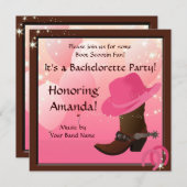 Cowgirl Bachelorette Party Custom Invite Kaart (Voorkant / Achterkant)