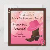 Cowgirl Bachelorette Party Custom Invite Kaart (Voorkant)