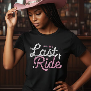 Cowgirl Bachelorette Party Laatste Rit Roze Touw T-shirt