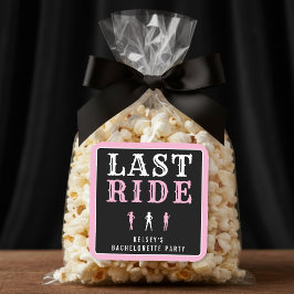 Cowgirl Bachelorette Party Laatste Rit Roze Vierkante Sticker