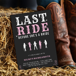 Cowgirl Bachelorette Party Last Ride Pink & Black Kaart