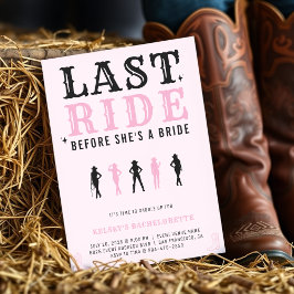 Cowgirl Bachelorette Party Last Ride Pink Kaart