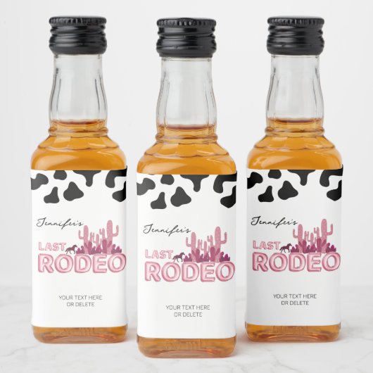 Cowgirl bachelorette party Last Rodeo Likeurfles Etiket (Flessen)