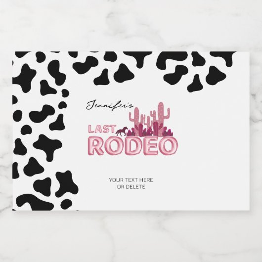 Cowgirl bachelorette party Last Rodeo Likeurfles Etiket (Enkel label)