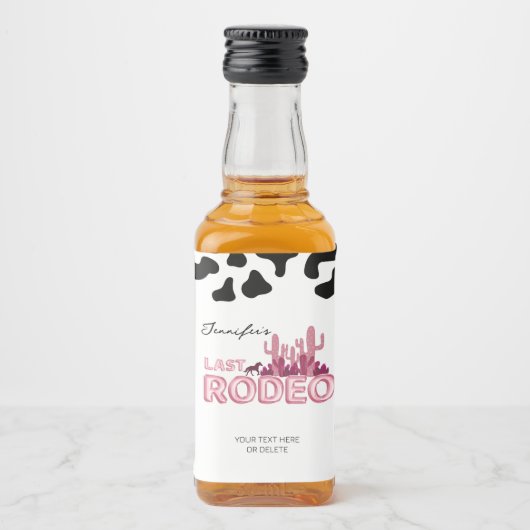 Cowgirl bachelorette party Last Rodeo Likeurfles Etiket (Voorkant)