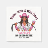 Cowgirl Bachelorette Party Zweeps Wijn & Wilde Tij Servet (Voorkant)