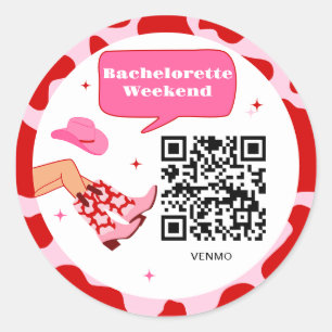 Cowgirl Bachelorette Venmo QR Code Ronde Sticker