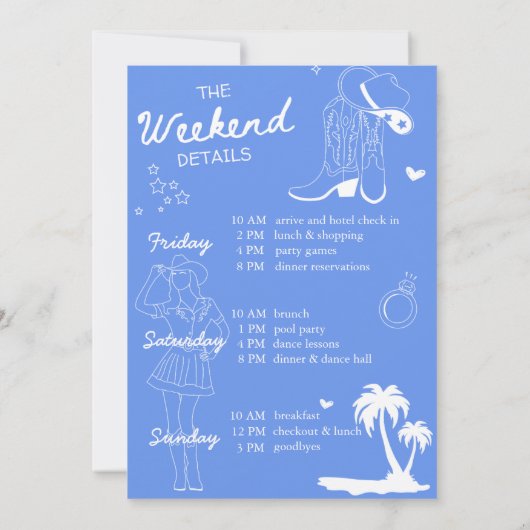 Cowgirl Bachelorette Weekend Kaart (Achterkant)