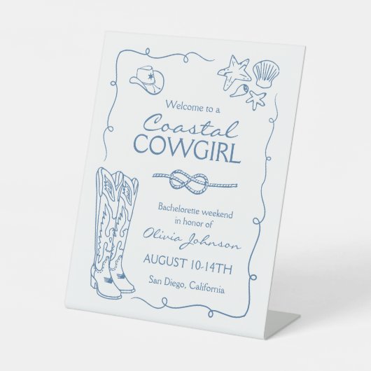 Cowgirl Bachelorette Weekend Party Reclamebord Met Voetstuk (Voorkant)