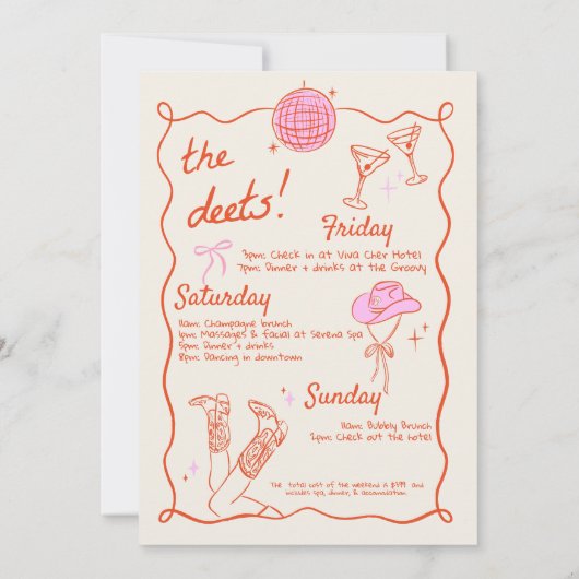 Cowgirl Bachelorette Western Beach Party Kaart (Achterkant)