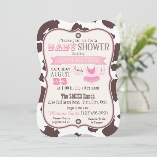 Cowgirl Bandanna Tutu Baby shower Kaart (Staand voorkant)