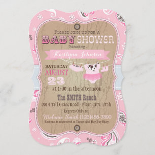 Cowgirl Bandanna Tutu Baby shower Kaart