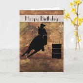 Cowgirl Barrel Racer Happy Birthday Kaart (Gele Bloem)