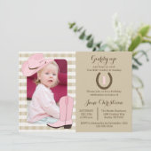 Cowgirl Birthday Fotouitnodiging Kaart (Staand voorkant)