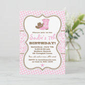 Cowgirl Birthday Invitation, Pink Brown Paisley Kaart (Staand voorkant)
