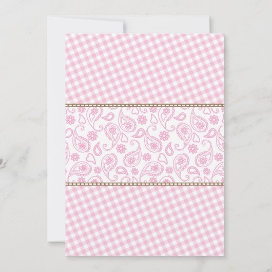 Cowgirl Birthday Invitation, Pink Brown Paisley Kaart (Achterkant)