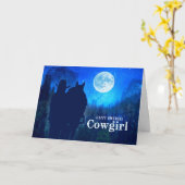 Cowgirl Birthday Moonlit Mountains Twilight Ride Kaart (Gele Bloem)