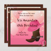 Cowgirl Birthday Party Boot Scottin Custom Kaart (Voorkant / Achterkant)