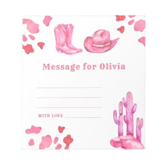 Cowgirl birthday time capsule message notitieblok (Voorkant)