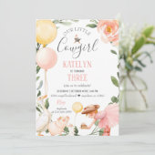 Cowgirl Birthday Uitnodiging met Greenery (Staand voorkant)