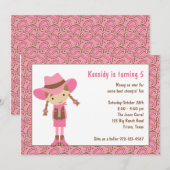 Cowgirl Birthday-uitnodigingen Kaart (Voorkant / Achterkant)