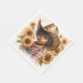 Cowgirl Black Child Sunflower Watercolor Servet (Hoek)