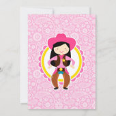 Cowgirl - Black Hair Cowgirl Birthday Party Kaart (Achterkant)