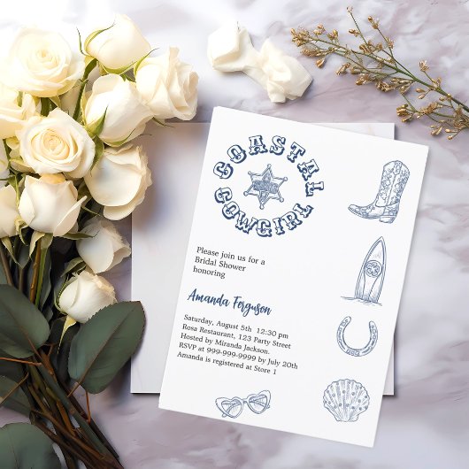 Cowgirl blauw strand Vrijgezellenfeest Kaart