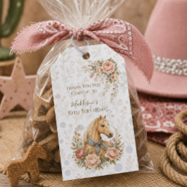Cowgirl Blauwe Verjaardag Cadeaulabel