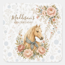 Cowgirl Blauwe Verjaardag Vierkante Sticker