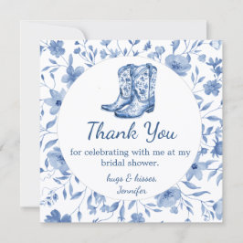 Cowgirl Bloemen Bruiloft Dank je wel blauw Notitiekaartje