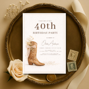 Cowgirl Bloemenfeest voor 40ste verjaardag Kaart
