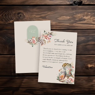 Cowgirl Bloemenlaarzen Rustic Boho Bedankkaart